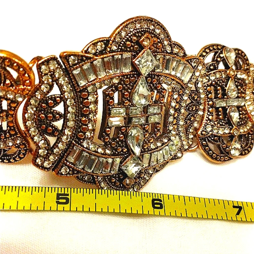 Celebrity Style SUPER BLING Heavy Crystal Rhinestone Choker Necklace Brass color - Picture 12 of 15